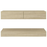 NNEVL TV Cabinet with LED Lights Sonoma Oak 90x35 cm