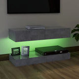 NNEVL TV Cabinet with LED Lights Concrete Grey 90x35 cm
