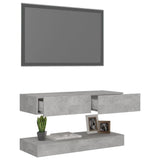 NNEVL TV Cabinet with LED Lights Concrete Grey 90x35 cm