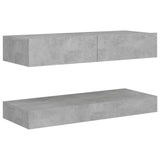 NNEVL TV Cabinet with LED Lights Concrete Grey 90x35 cm
