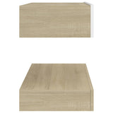 NNEVL TV Cabinet with LED Lights White and Sonoma Oak 90x35 cm