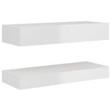 NNEVL TV Cabinet with LED Lights High Gloss White 90x35 cm