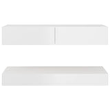 NNEVL TV Cabinet with LED Lights High Gloss White 90x35 cm