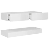 NNEVL TV Cabinet with LED Lights High Gloss White 90x35 cm