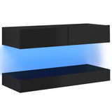 NNEVL TV Cabinet with LED Lights High Gloss Black 90x35 cm