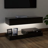 NNEVL TV Cabinet with LED Lights High Gloss Black 90x35 cm