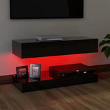 NNEVL TV Cabinet with LED Lights High Gloss Black 90x35 cm