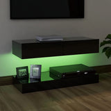 NNEVL TV Cabinet with LED Lights High Gloss Black 90x35 cm