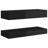 NNEVL TV Cabinet with LED Lights High Gloss Black 90x35 cm