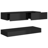 NNEVL TV Cabinet with LED Lights High Gloss Black 90x35 cm