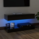 NNEVL TV Cabinet with LED Lights High Gloss Black 90x35 cm