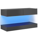 NNEVL TV Cabinet with LED Lights High Gloss Grey 90x35 cm