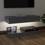 NNEVL TV Cabinet with LED Lights High Gloss Grey 90x35 cm