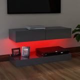 NNEVL TV Cabinet with LED Lights High Gloss Grey 90x35 cm