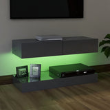NNEVL TV Cabinet with LED Lights High Gloss Grey 90x35 cm