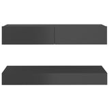 NNEVL TV Cabinet with LED Lights High Gloss Grey 90x35 cm