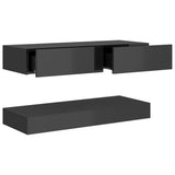 NNEVL TV Cabinet with LED Lights High Gloss Grey 90x35 cm