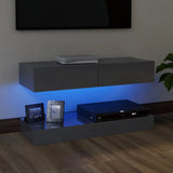 NNEVL TV Cabinet with LED Lights High Gloss Grey 90x35 cm
