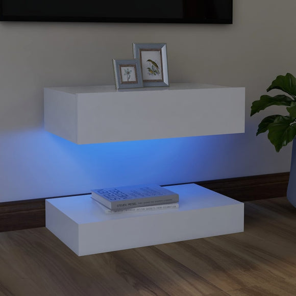 NNEVL TV Cabinet with LED Lights White 60x35 cm