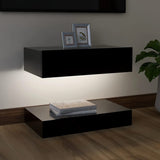 NNEVL TV Cabinet with LED Lights Black 60x35 cm