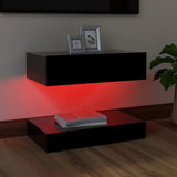 NNEVL TV Cabinet with LED Lights Black 60x35 cm