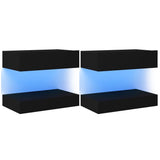 NNEVL TV Cabinets with LED Lights 2 pcs Black 60x35 cm