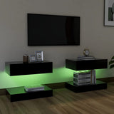 NNEVL TV Cabinets with LED Lights 2 pcs Black 60x35 cm