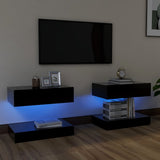 NNEVL TV Cabinets with LED Lights 2 pcs Black 60x35 cm