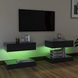NNEVL TV Cabinets with LED Lights 2 pcs Grey 60x35 cm
