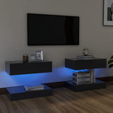 NNEVL TV Cabinets with LED Lights 2 pcs Grey 60x35 cm