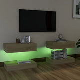 NNEVL TV Cabinets with LED Lights 2 pcs Sonoma Oak 60x35 cm