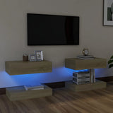 NNEVL TV Cabinets with LED Lights 2 pcs Sonoma Oak 60x35 cm