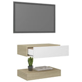 NNEVL TV Cabinet with LED Lights White and Sonoma Oak 60x35 cm