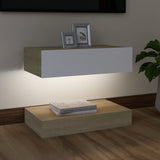 NNEVL TV Cabinet with LED Lights White and Sonoma Oak 60x35 cm