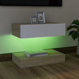 NNEVL TV Cabinet with LED Lights White and Sonoma Oak 60x35 cm