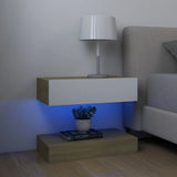 NNEVL TV Cabinet with LED Lights White and Sonoma Oak 60x35 cm