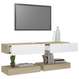 NNEVL TV Cabinets with LED Lights 2 pcs White and Sonoma Oak 60x35 cm