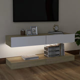 NNEVL TV Cabinets with LED Lights 2 pcs White and Sonoma Oak 60x35 cm