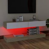 NNEVL TV Cabinets with LED Lights 2 pcs White and Sonoma Oak 60x35 cm