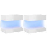 NNEVL TV Cabinets with LED Lights 2 pcs High Gloss White 60x35 cm