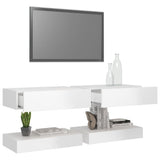 NNEVL TV Cabinets with LED Lights 2 pcs High Gloss White 60x35 cm