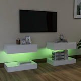 NNEVL TV Cabinets with LED Lights 2 pcs High Gloss White 60x35 cm