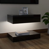 NNEVL TV Cabinet with LED Lights High Gloss Black 60x35 cm