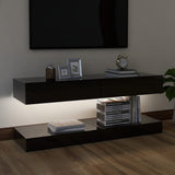 NNEVL TV Cabinets with LED Lights 2 pcs High Gloss Black 60x35 cm