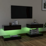 NNEVL TV Cabinets with LED Lights 2 pcs High Gloss Black 60x35 cm