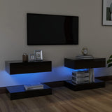 NNEVL TV Cabinets with LED Lights 2 pcs High Gloss Black 60x35 cm