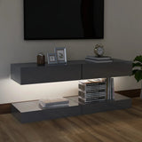 NNEVL TV Cabinets with LED Lights 2 pcs High Gloss Grey 60x35 cm