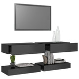NNEVL TV Cabinets with LED Lights 2 pcs High Gloss Grey 60x35 cm
