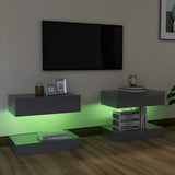 NNEVL TV Cabinets with LED Lights 2 pcs High Gloss Grey 60x35 cm