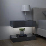 NNEVL TV Cabinets with LED Lights 2 pcs High Gloss Grey 60x35 cm